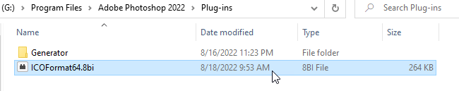 Adobe Photoshop 2022 Plugins Folder for ICO Plugin