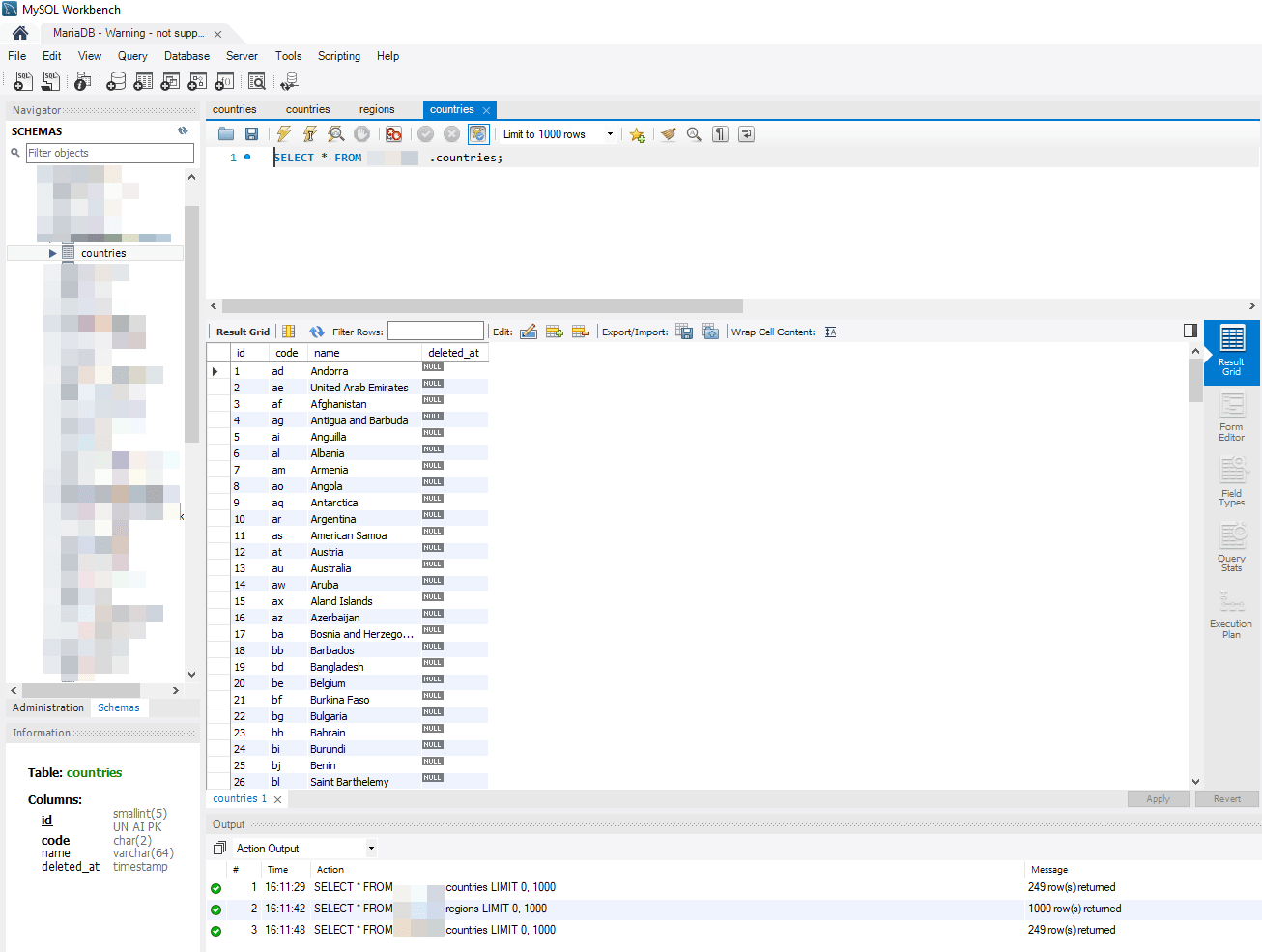 MySQL Workbench User Interface