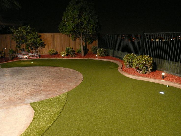 Backyard Mini Golf Course at night