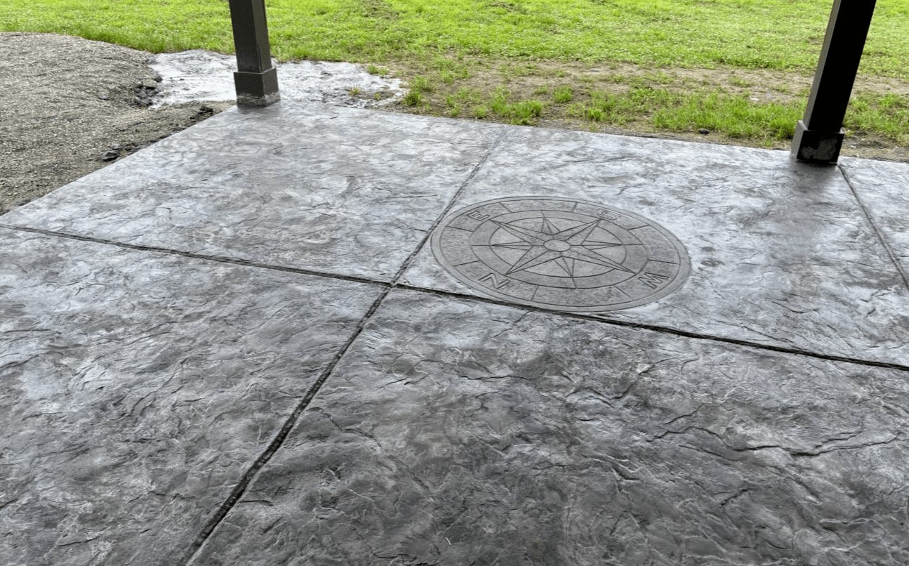 Stamped concrete on our back patio
