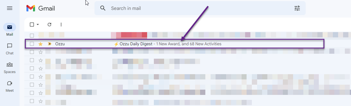 Optimized e-mail summary for Ozzu