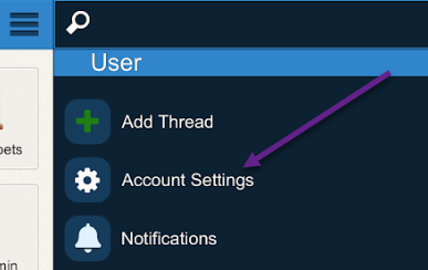 Account settings for Ozzu