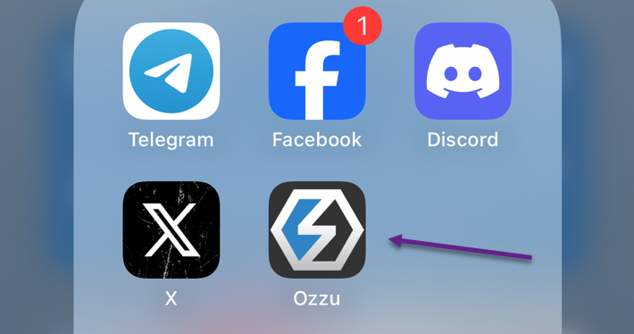Click Ozzu icon on Iphone to load progressive app