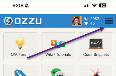 Ozzu hamburger menu