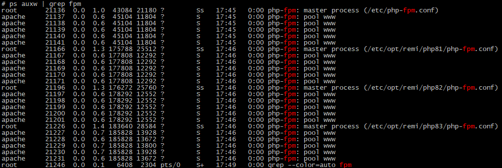 Starting up PHP-FPM for default and versioned collection