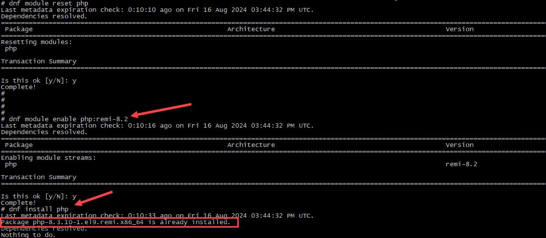 Unable to downgrade PHP due to having latest package installed