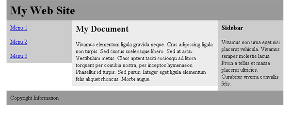 Figure 1 - Rendered markup and CSS (Opera 9.26)