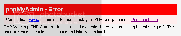 phpMyAdmin Error showing cannot load mysql extension