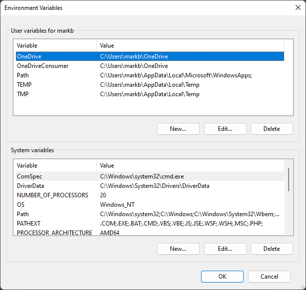 edit variables