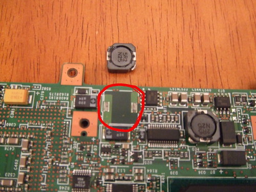 Missing chip on circuit board